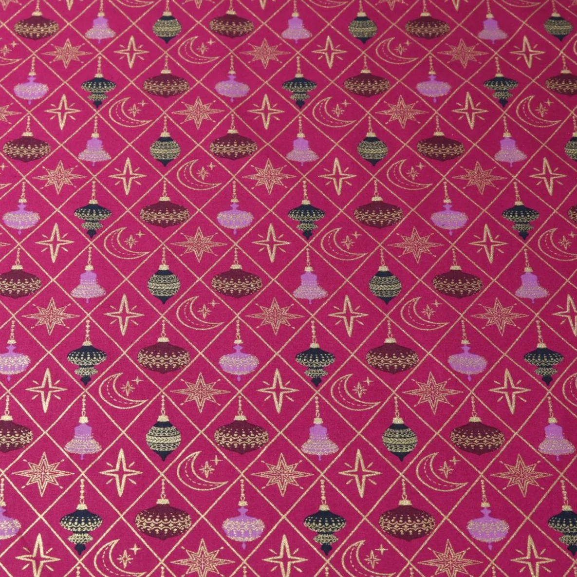 Weihnachtspopeline Kugeln und Rauten Beere Gold