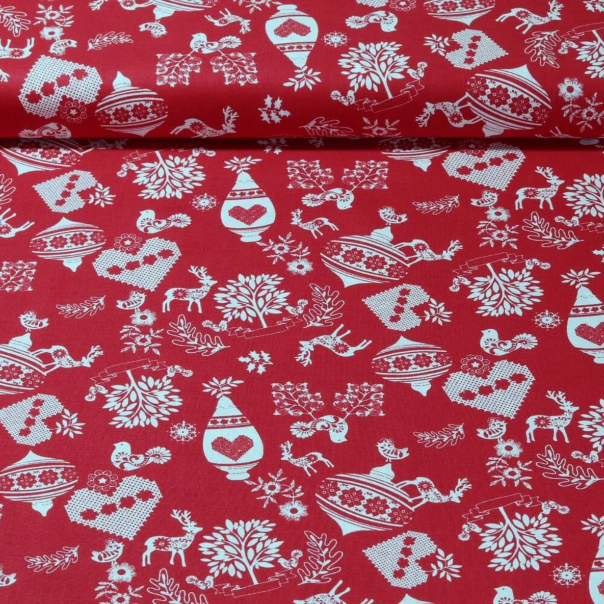 Weihnachtspopeline Landhaus Rot