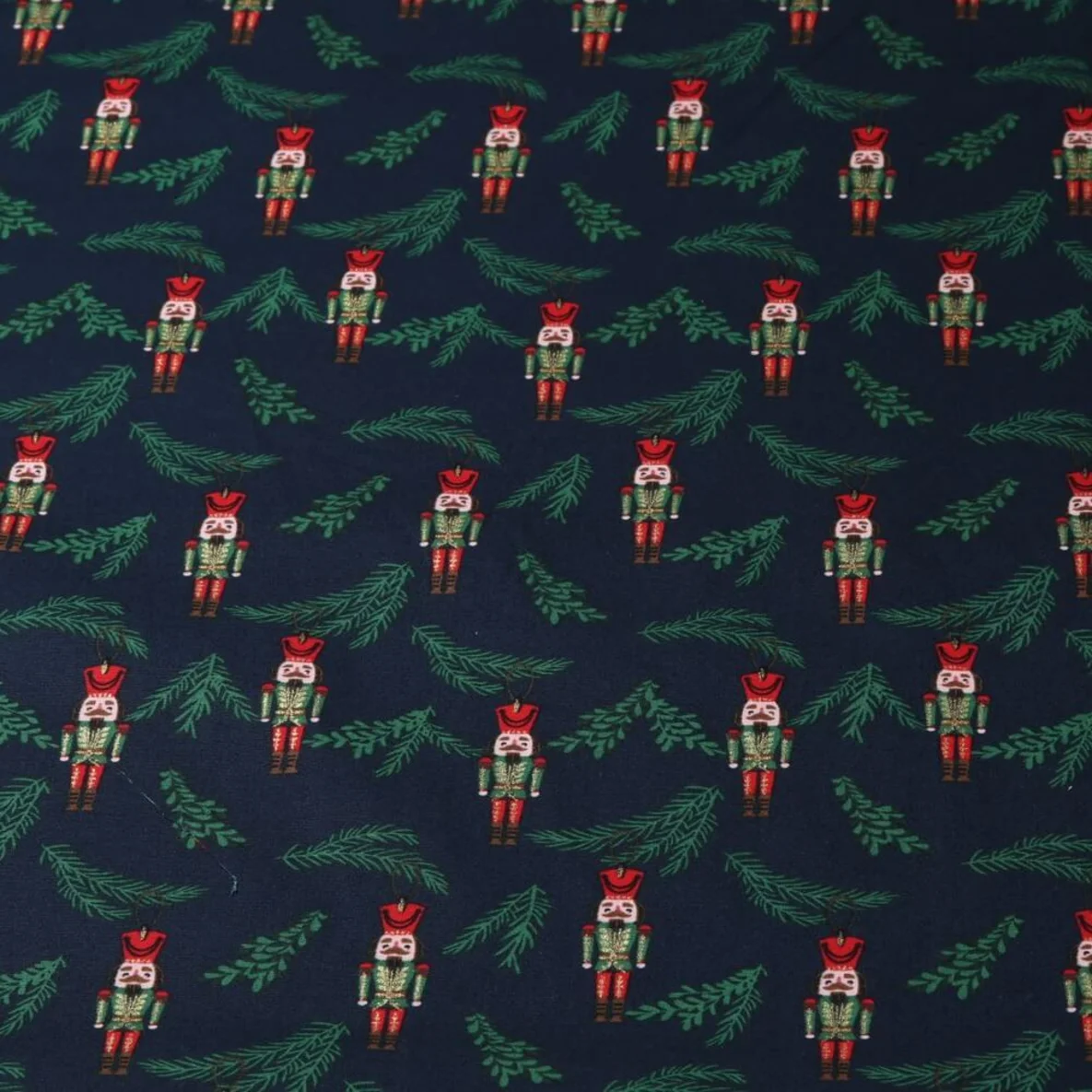 Weihnachtspopeline Nussknacker Zweige Navy