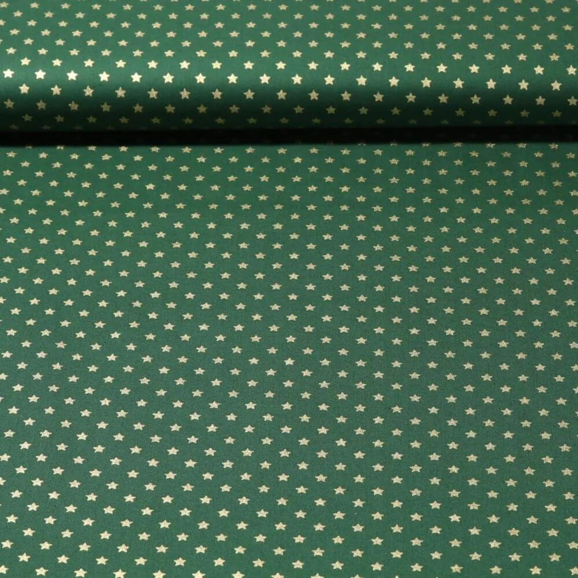 Weihnachtspopeline Sterne Grün Gold