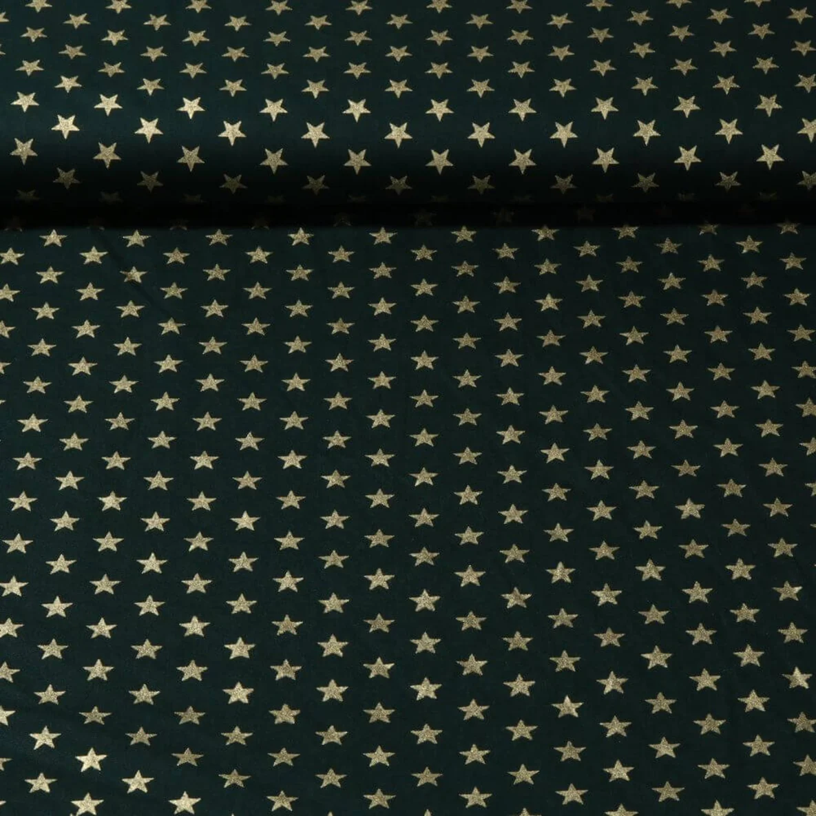 Weihnachtspopeline Sterne Grün Gold