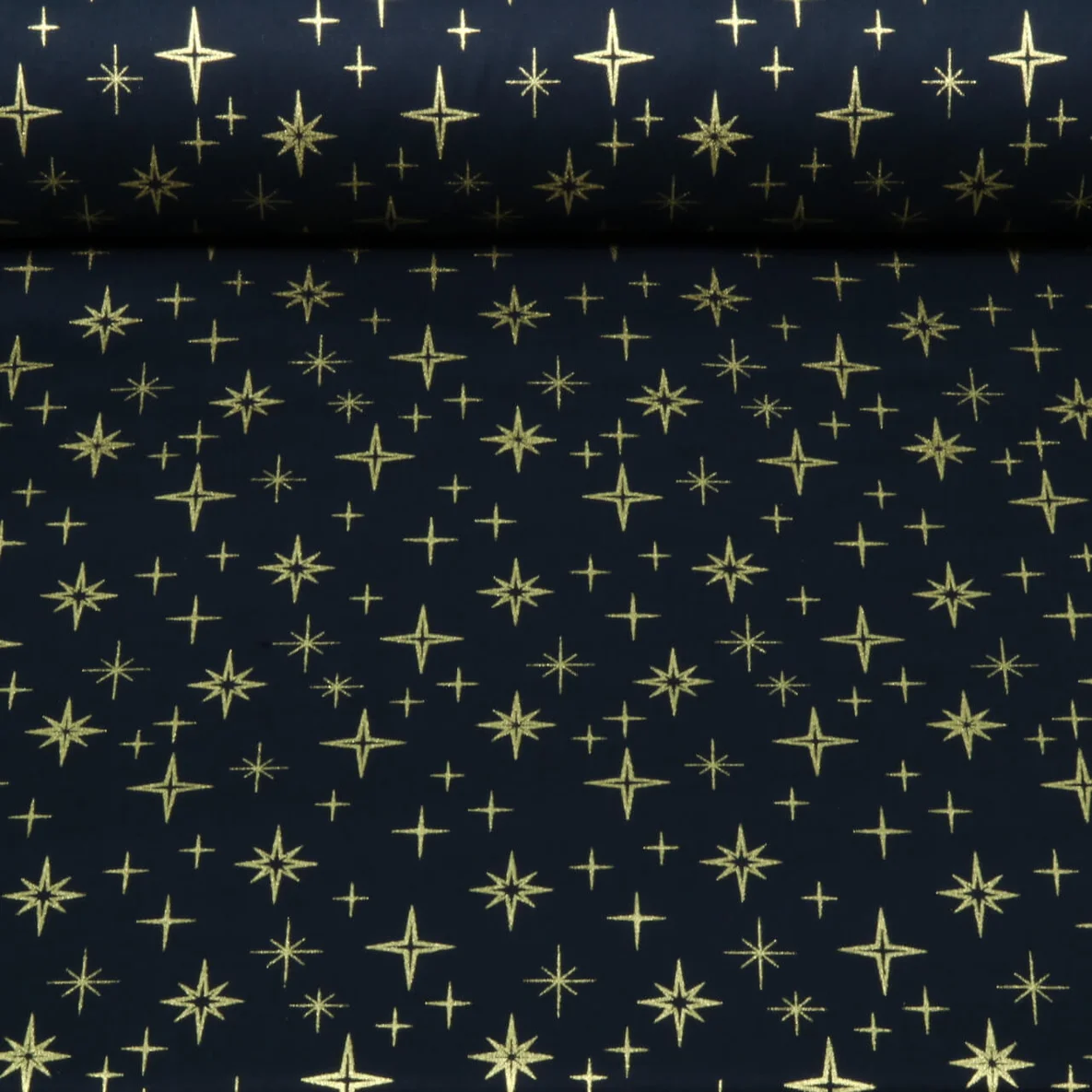 Weihnachtspopeline Sterne Navy Gold