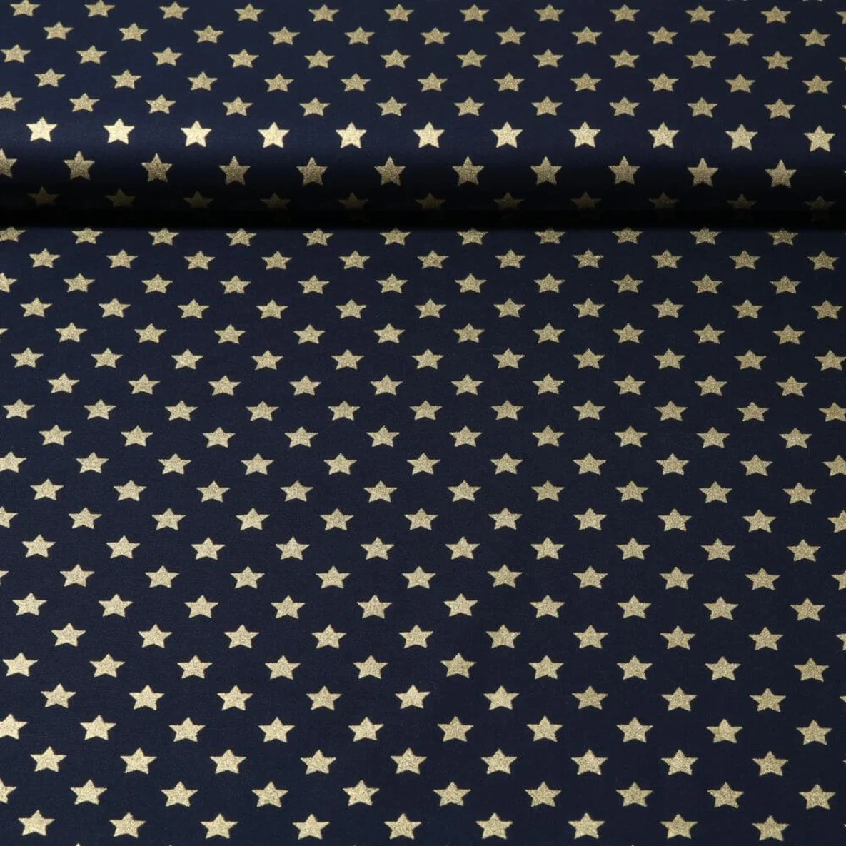 Weihnachtspopeline Sterne Navy Gold