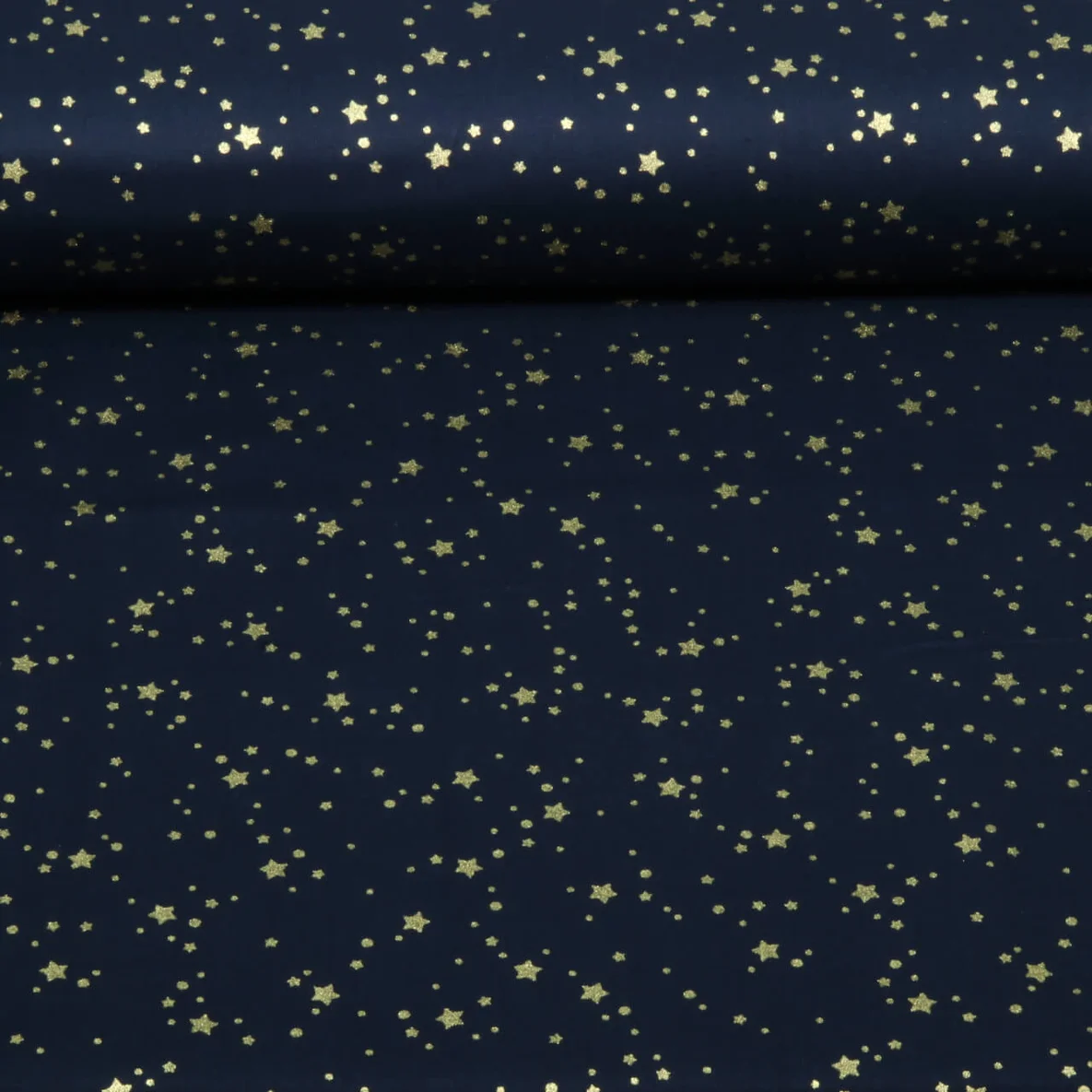 Weihnachtspopeline Sterne Punkte Navy Gold