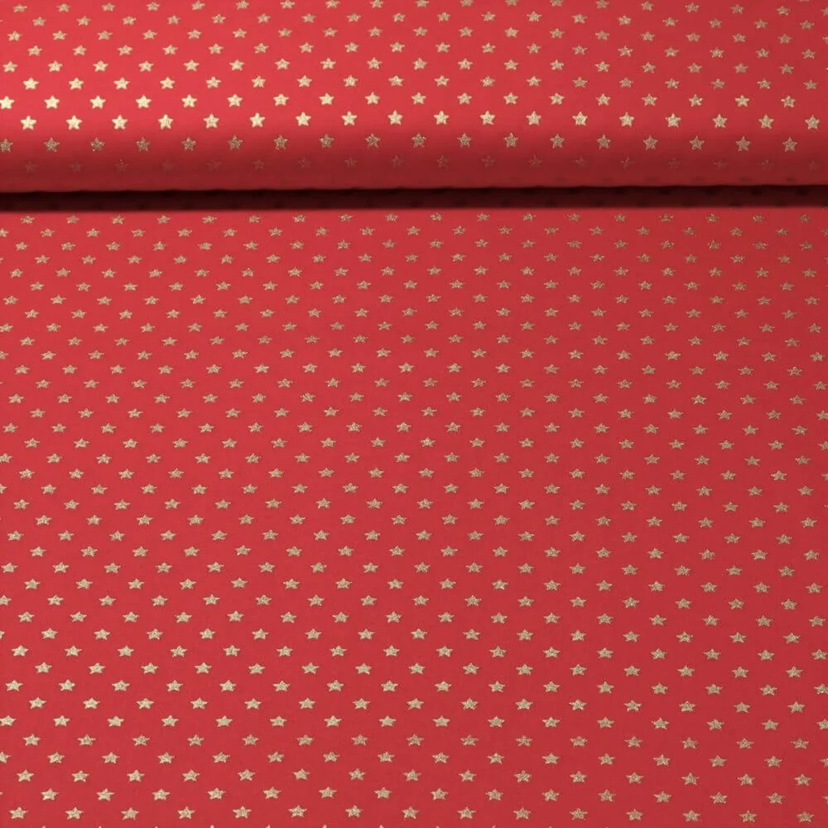 Weihnachtspopeline Sterne Rot Gold