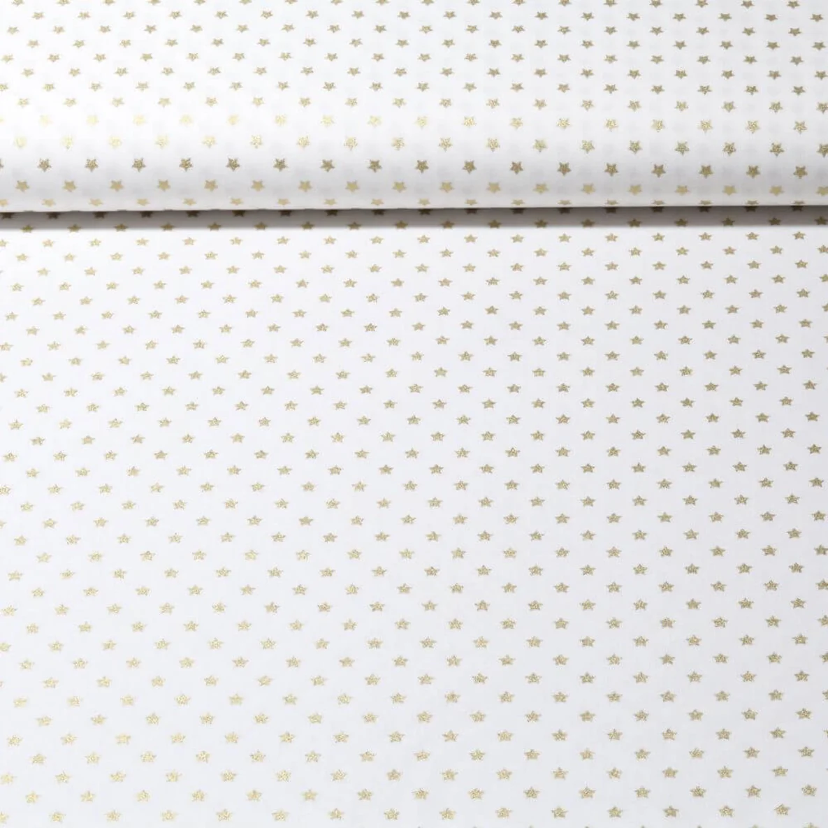 Weihnachtspopeline Sterne Weiß Gold