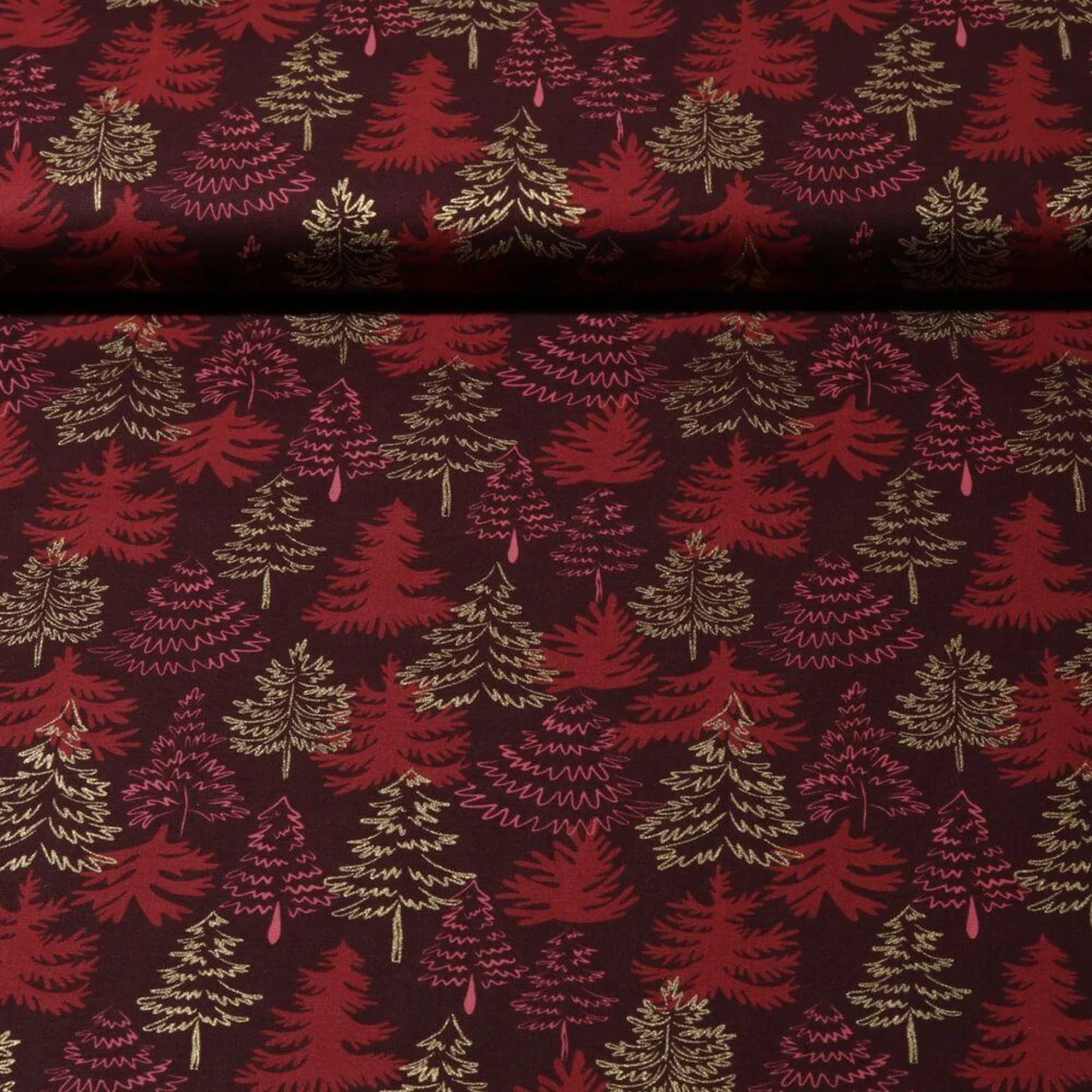 Weihnachtspopeline Tannen Bordeaux Gold