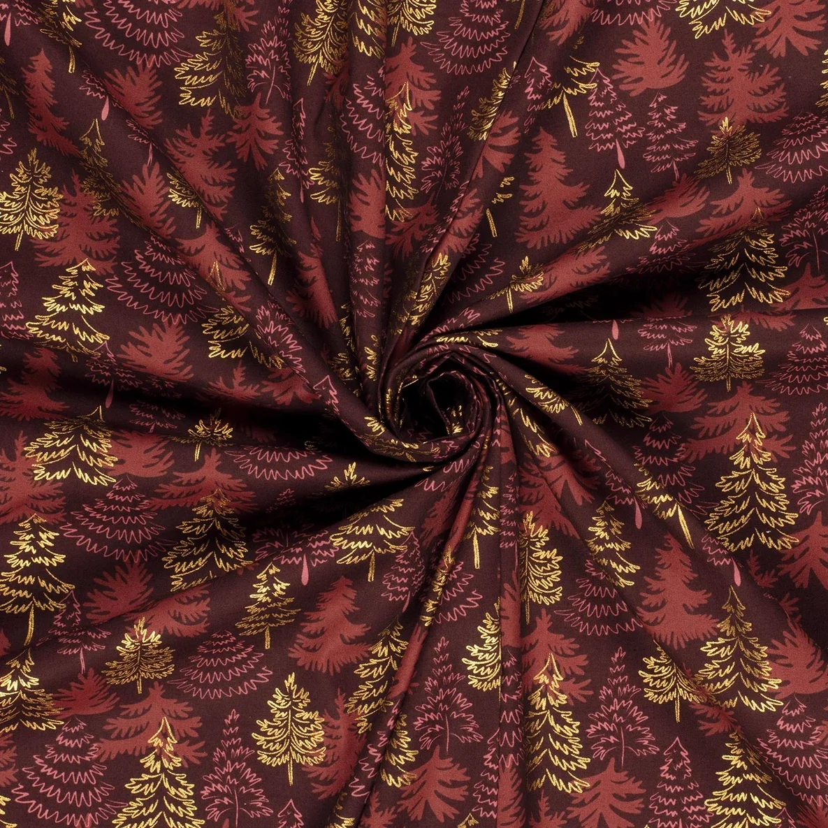 Weihnachtspopeline Tannen Bordeaux Gold