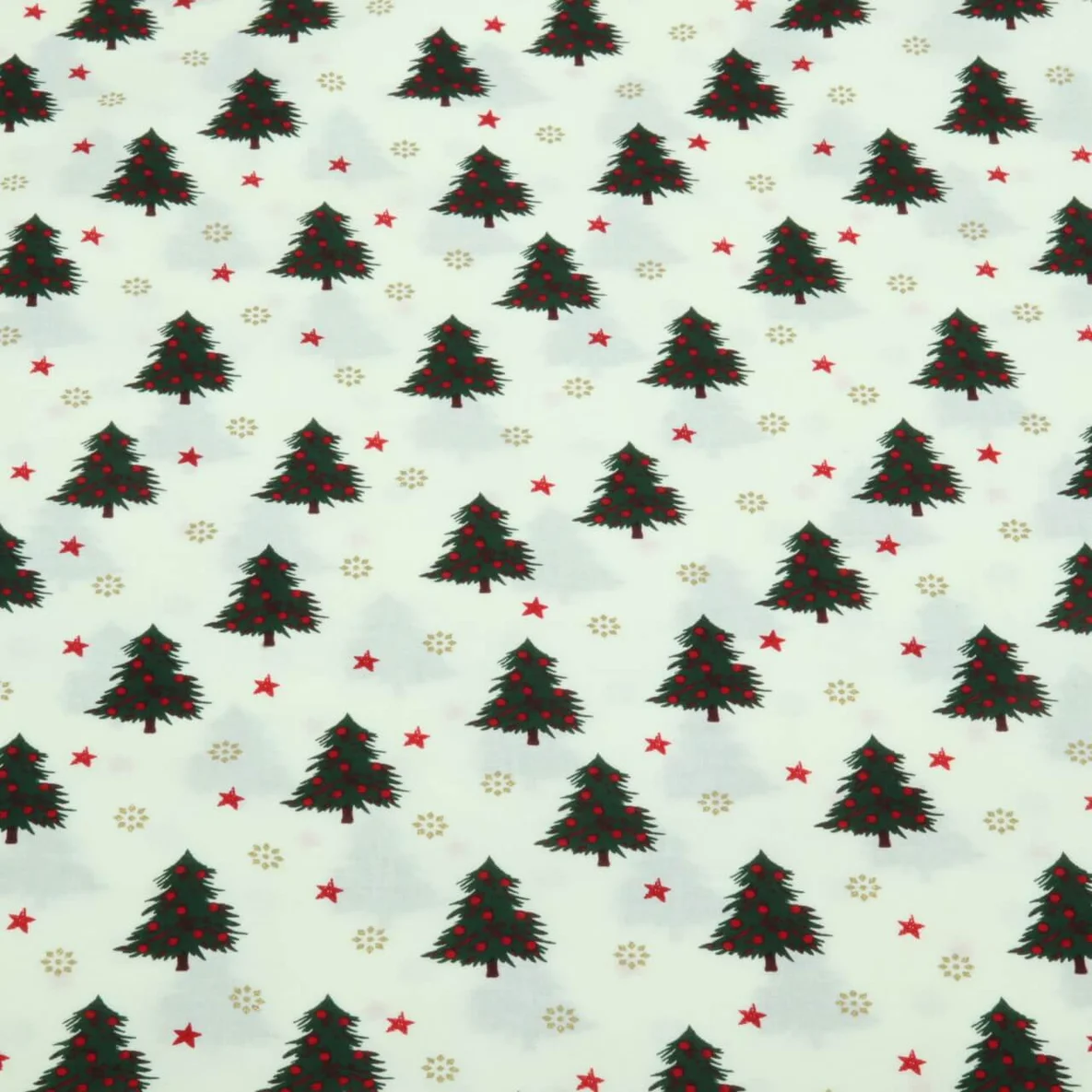 Weihnachtspopeline Tannen Ecru Gold