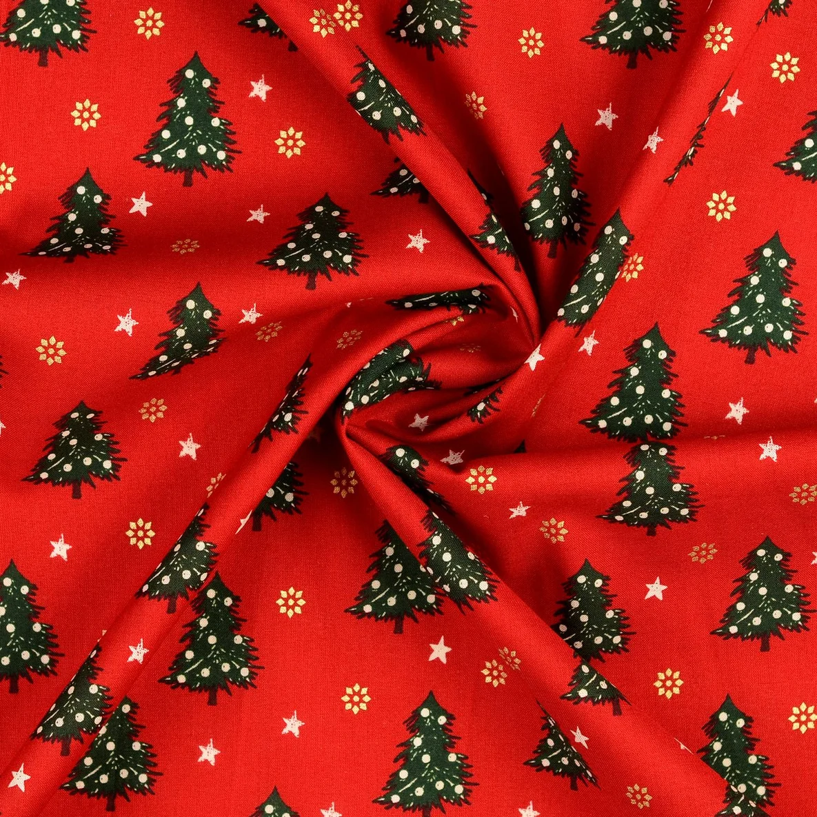 Weihnachtspopeline Tannen Rot Gold