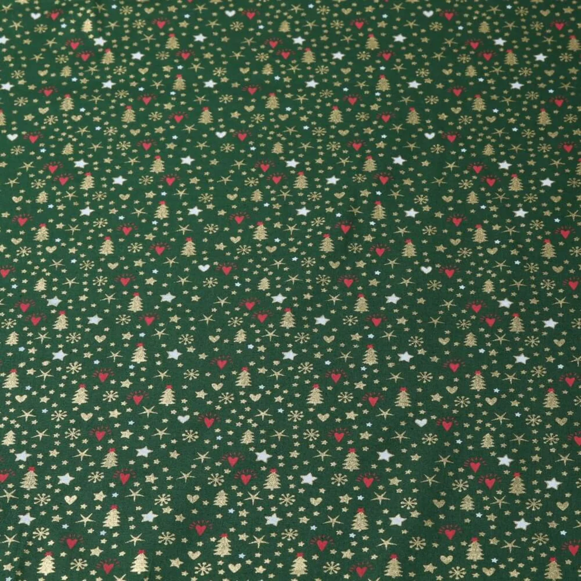 Weihnachtspopeline Weihnachtsbäumchen Tannengrün Gold