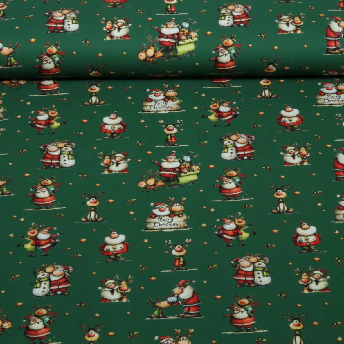 Weihnachtspopeline Weihnachtsmann und Elch Grün