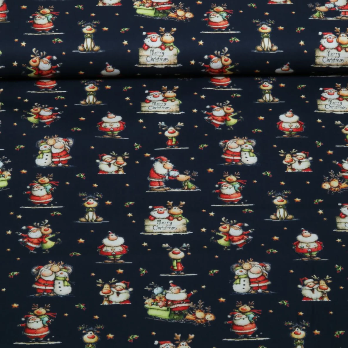 Weihnachtspopeline Weihnachtsmann und Elch Navy