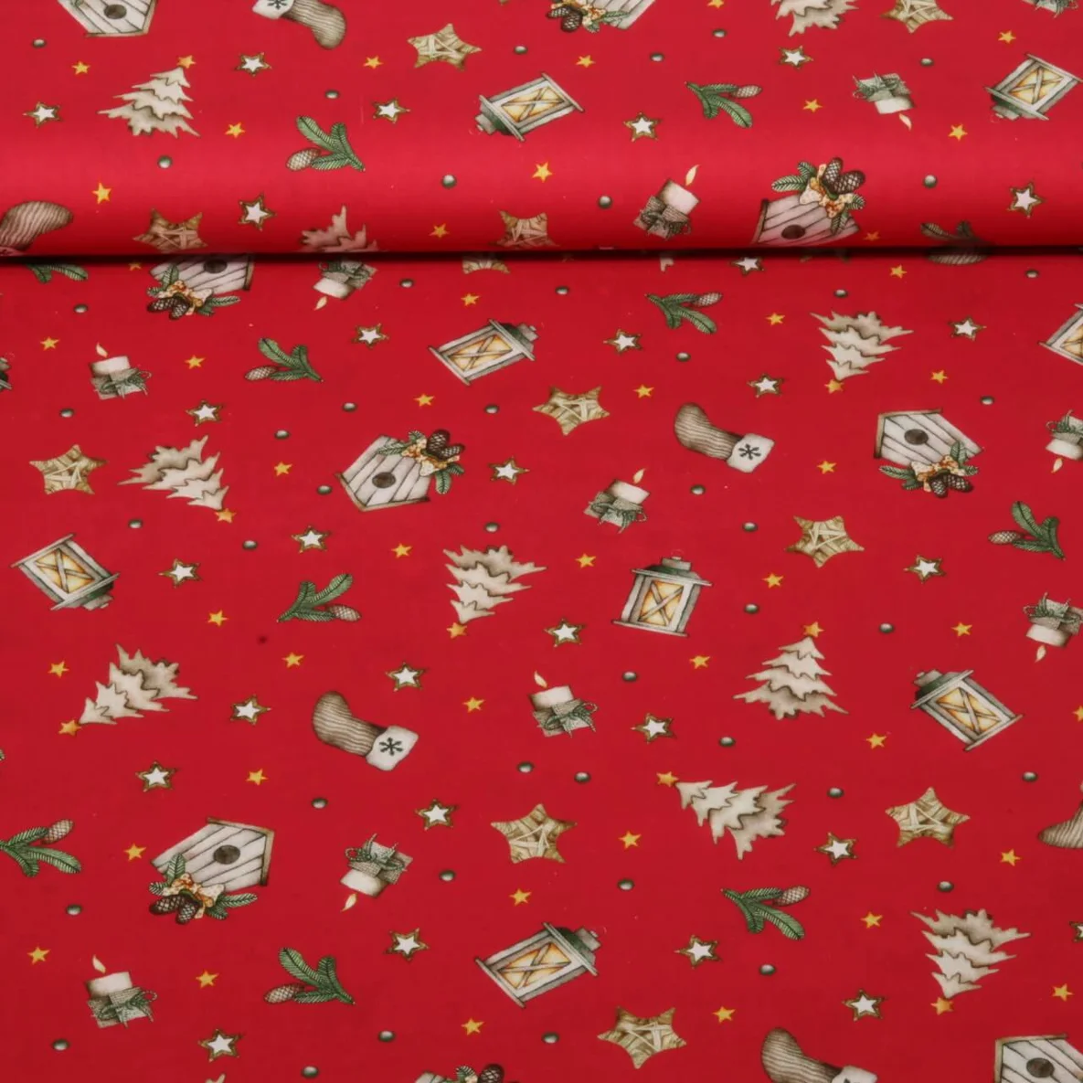 Weihnachtspopeline Wintermotive Rot