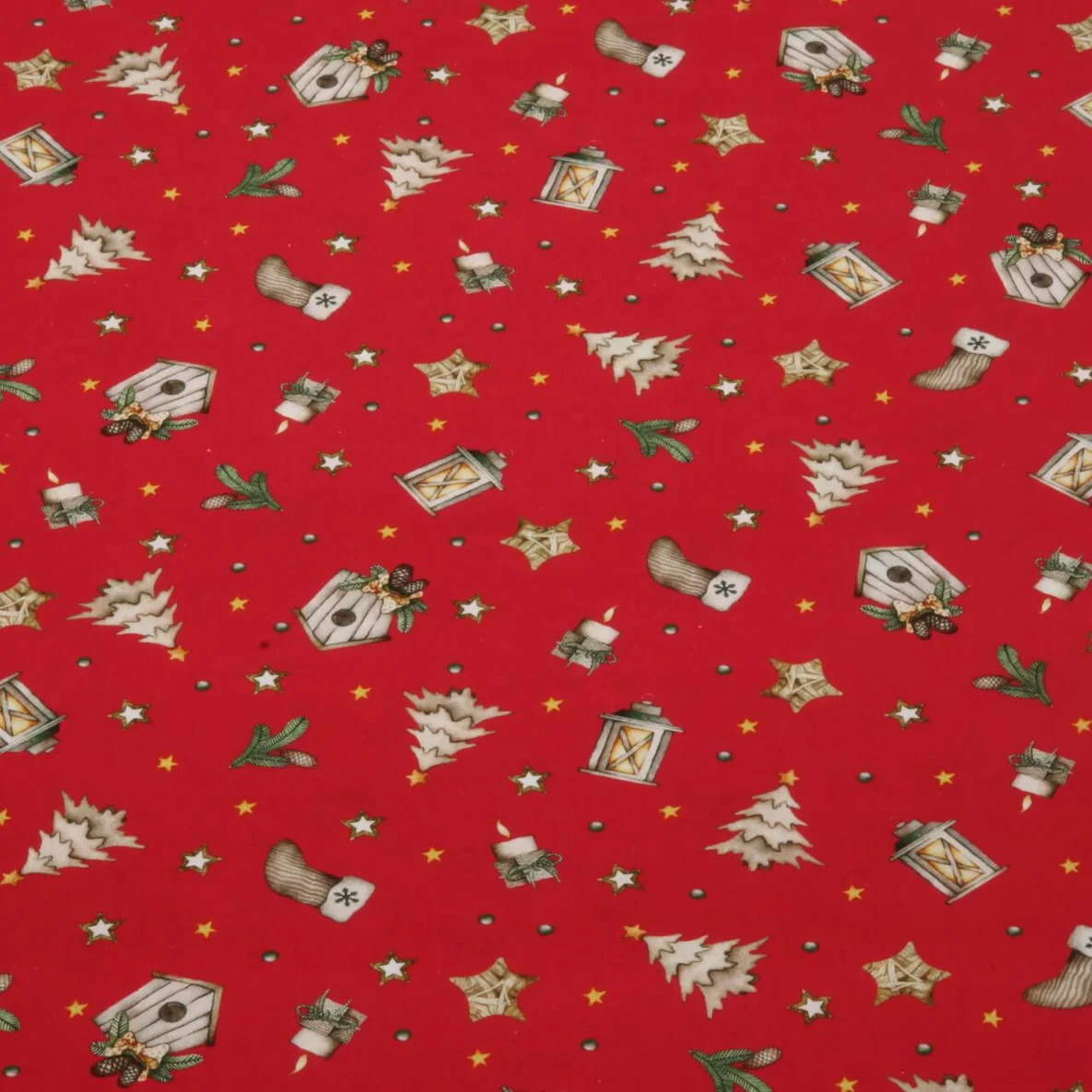 Weihnachtspopeline Wintermotive Rot