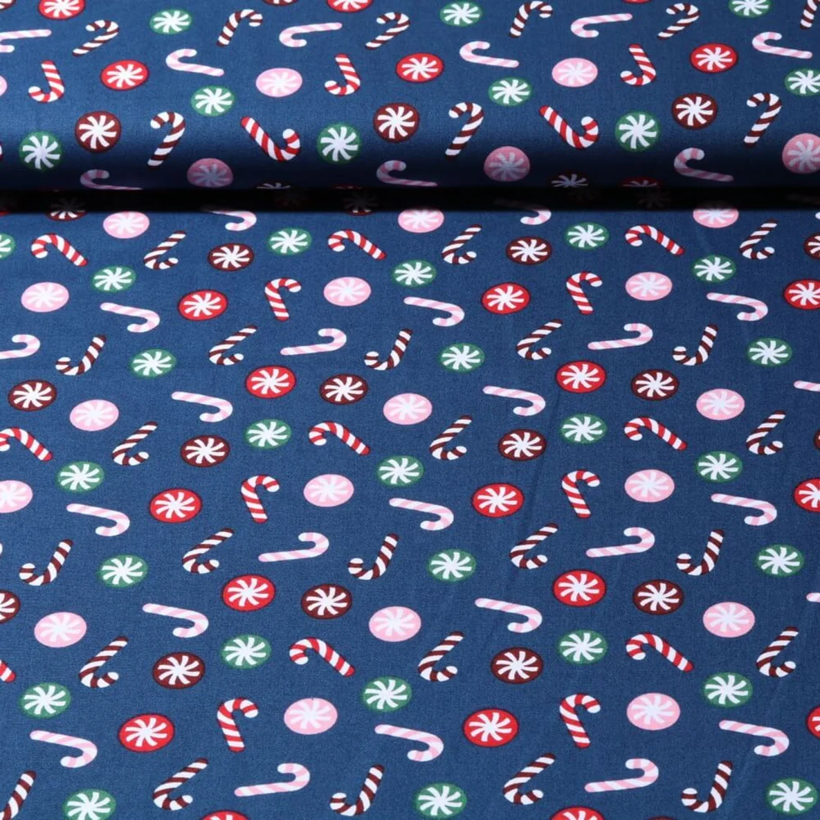 Weihnachtspopeline Zuckerstangen Blau