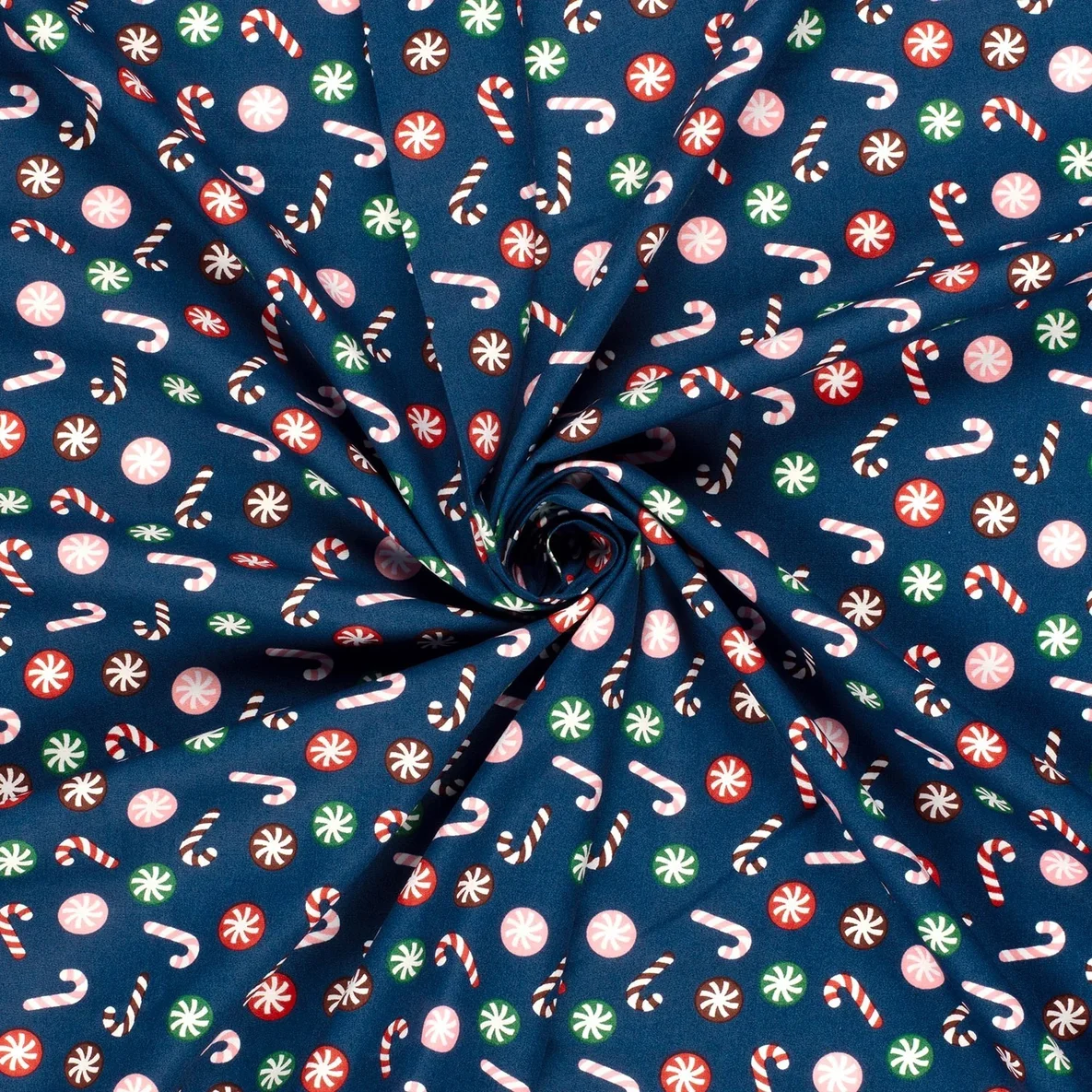 Weihnachtspopeline Zuckerstangen Blau