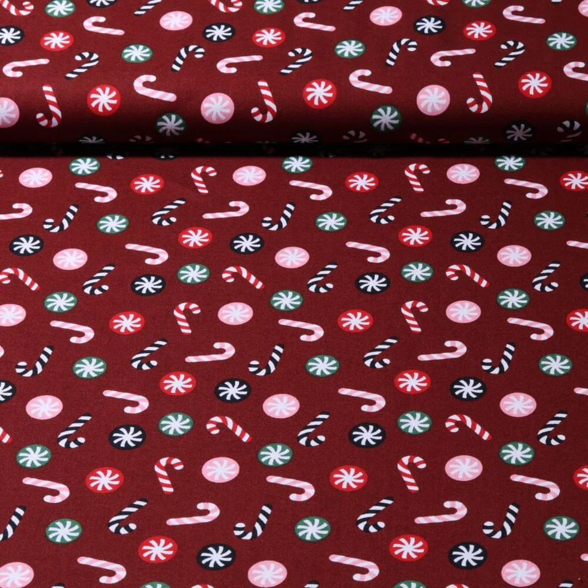 Weihnachtspopeline Zuckerstangen Bordeaux