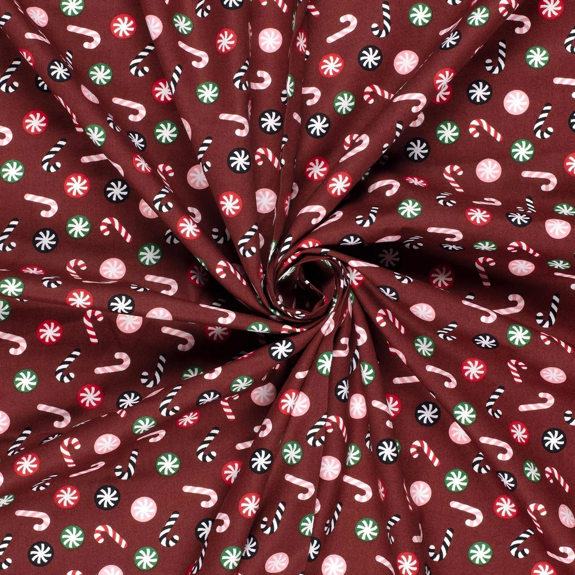 Weihnachtspopeline Zuckerstangen Bordeaux