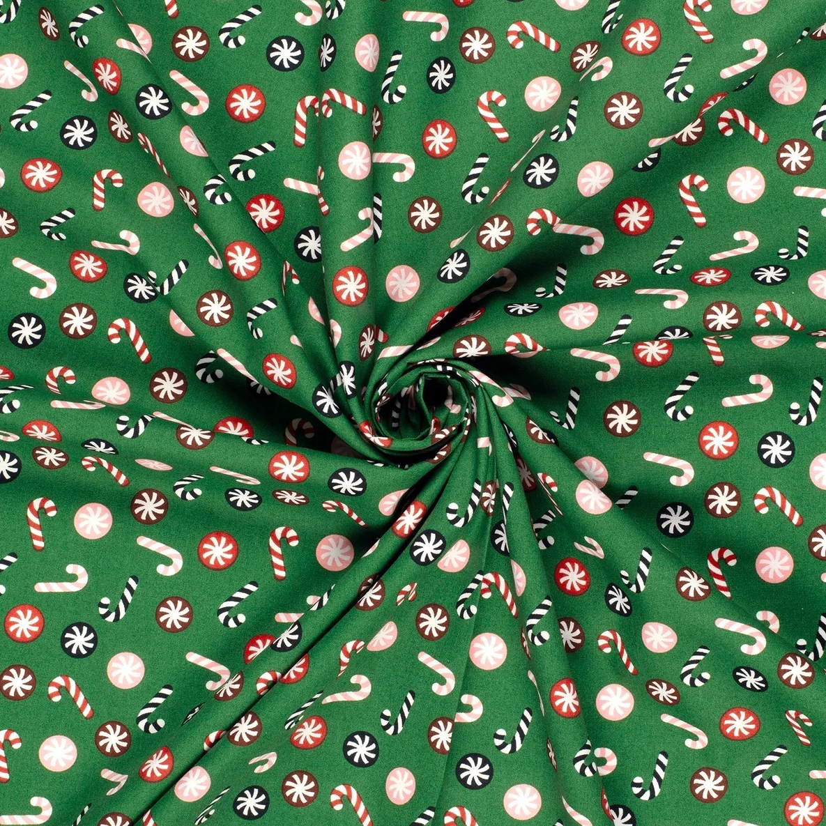 Weihnachtspopeline Zuckerstangen Grün