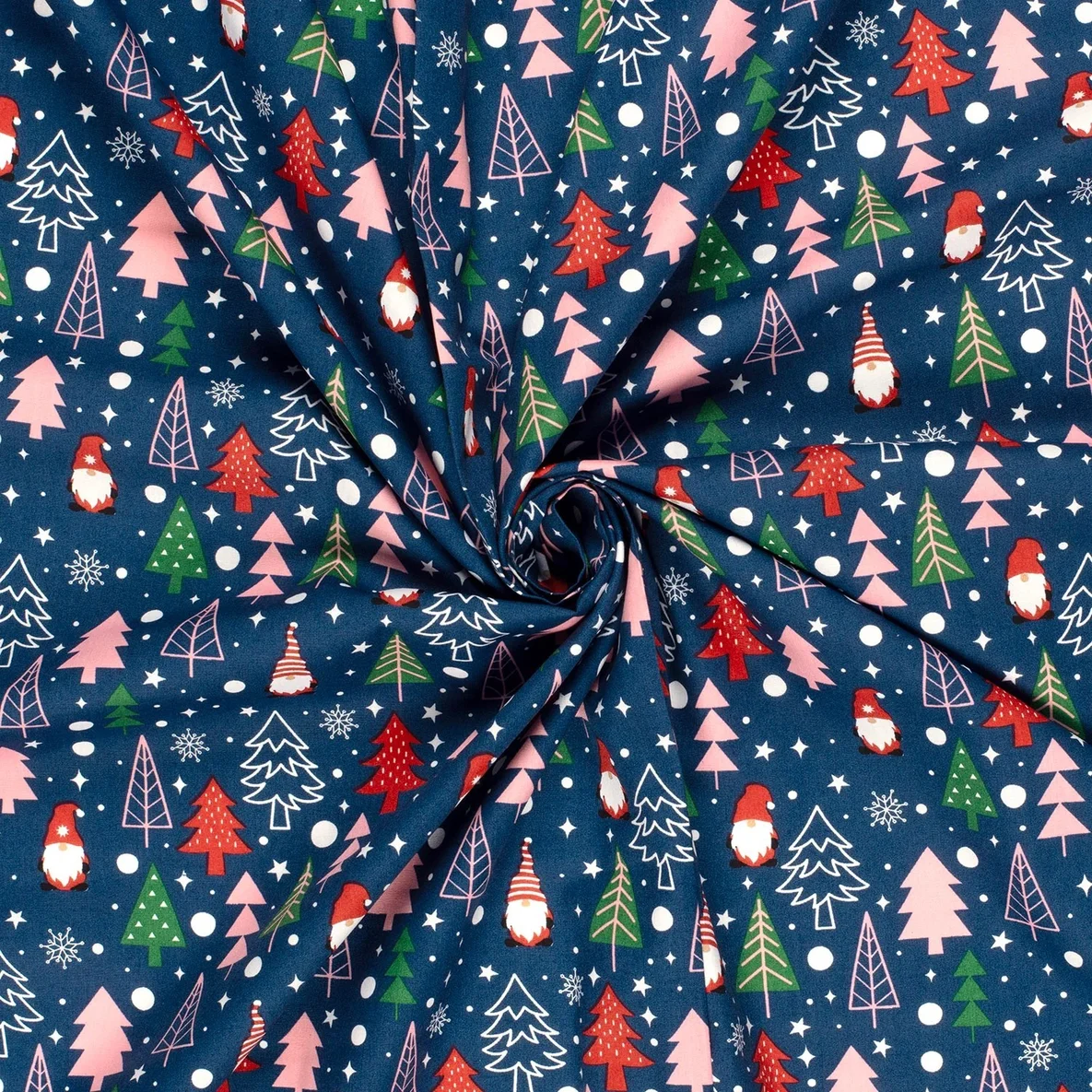 Weihnachtspopeline Zwerge und Bäume Blau