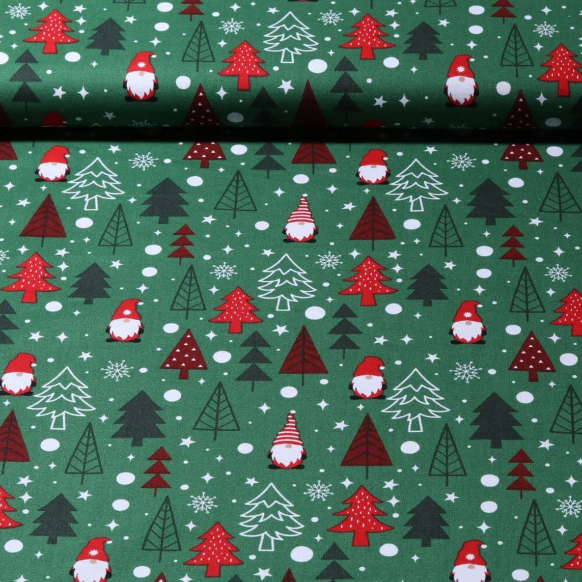 Weihnachtspopeline Zwerge und Bäume Grün