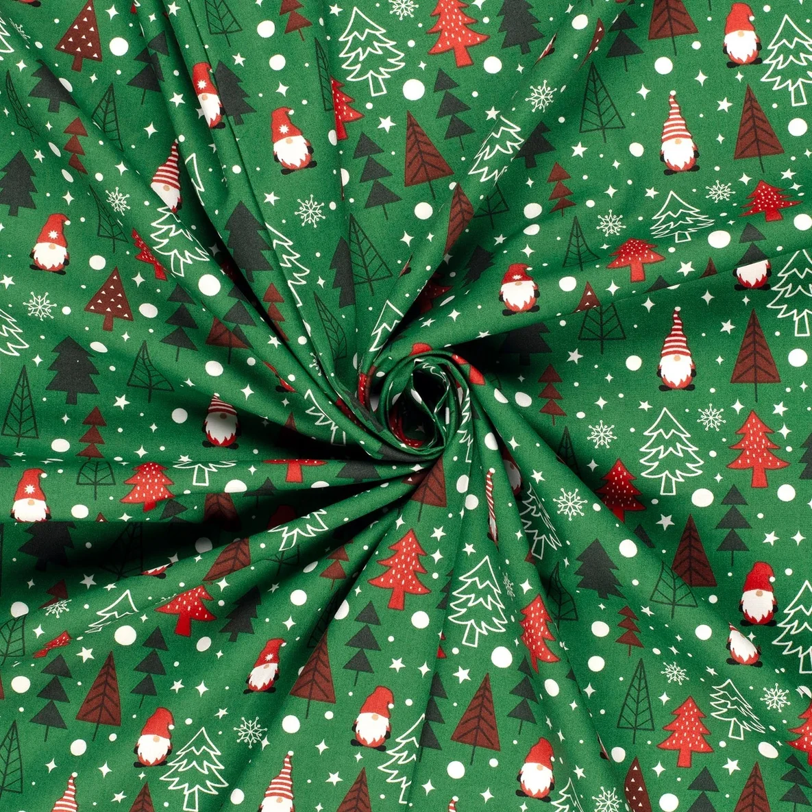 Weihnachtspopeline Zwerge und Bäume Grün