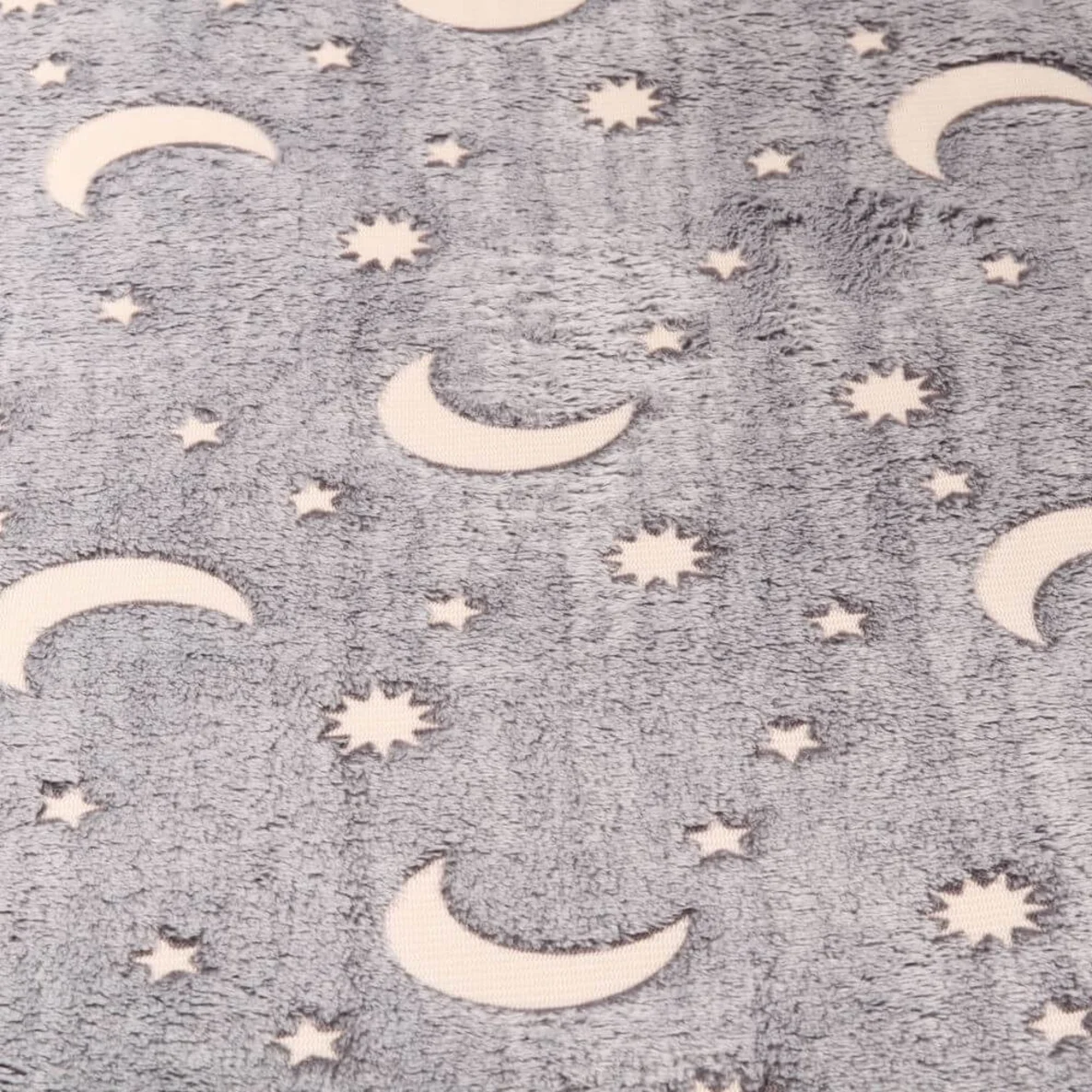 Wellnessfleece Leuchtend Mond und Sterne Grau