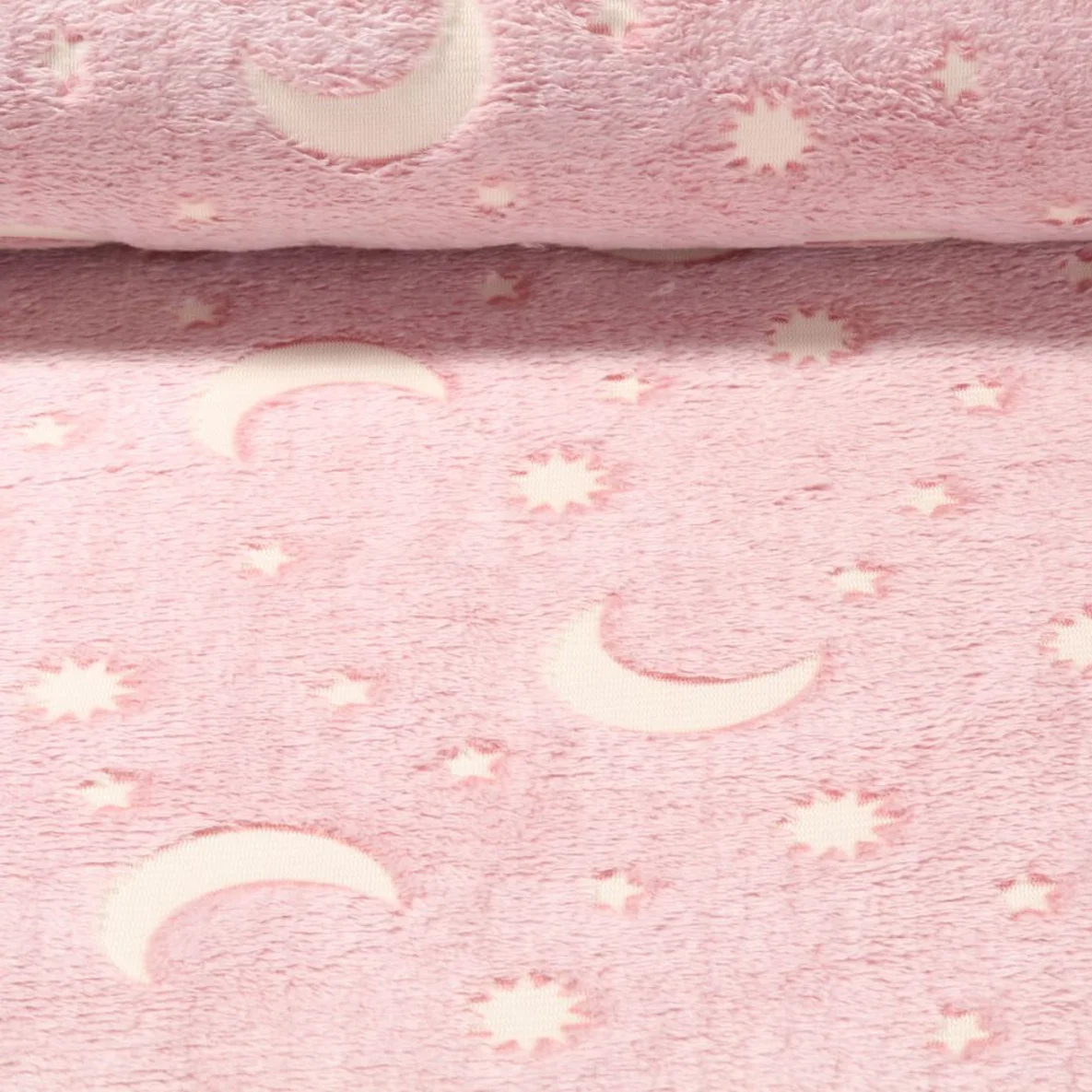 Wellnessfleece Leuchtend Mond und Sterne Rosa
