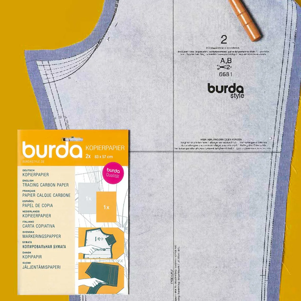 burda Kopierpapier Gelb 83x57cm 2Blatt 