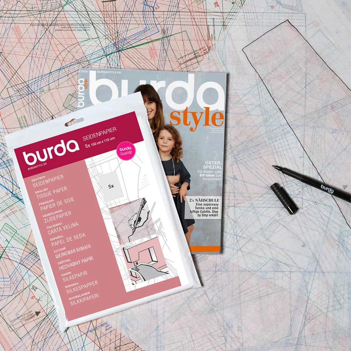 burda Seidenpapier 150x110cm 5Blatt 