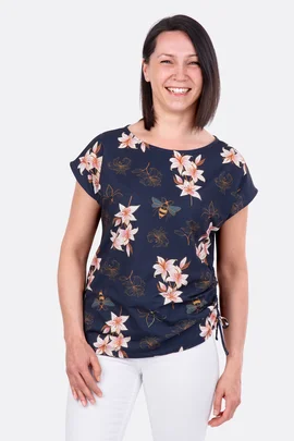 Schnittmuster Damenshirt Tunnelzug Blumenmuster selbst naehen