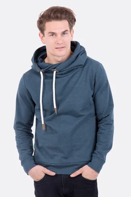 Schnittmuster Männer Kapuzenpullover Kordel blau