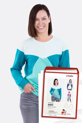 Papierschnittmuster Zoey Colourblock Pullover selber naehen