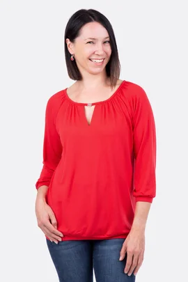 Schnittmuster Damenshirt Raglanärmel elegant Jersey rot