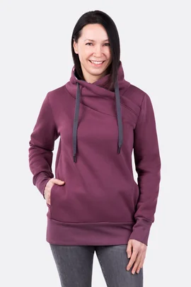 Schnittmuster Damensweatshirt mit Wickelkragen und taschen nähen