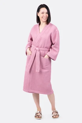 Schnittmuster Bademantel für Frauen aus Waffelstoff mit Taschen nähen