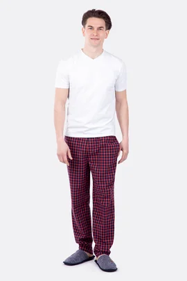 Schnittmuster Mann Flanell Hose Karo rot-schwarz Schlupfhose Pyjamahose selbst nähen