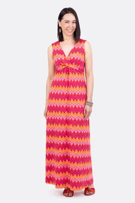Schnittmuster Sommer-Maxikleid aus Jersey mit Knotenausschnitt nähen
