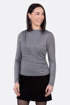 Schnittmuster für Drapiertes Damenshirt aus Glitzerjersey mit Videoanleitung