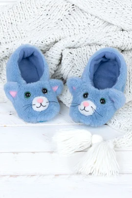 Schnittmuster Kinder-Hausschuhe mit Katze aus Fell nähen