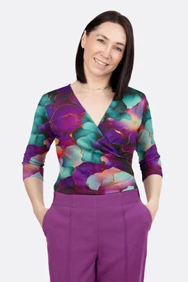 Schnittmuster Wickelshirt seitliche Raffung Bambusjersey nähen