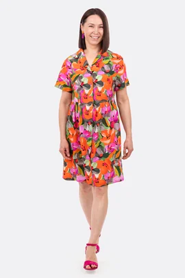 Schnittmuster Hemdblusenkleid sommerlich Ärmel Knopfleiste nähen