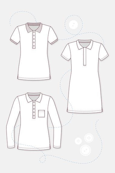 Leslie Technische Zeichnung Poloshirt Frauen