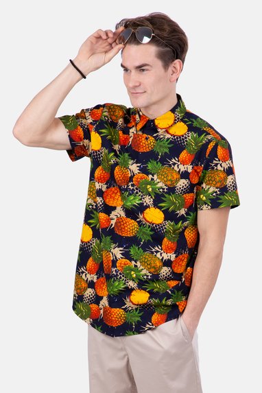 Schnittmuster Herrenhemd Kurzarm Hawaii Ananas nähen