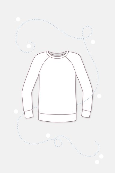 Schnittmuster Sweatshirt mit Raglanärmel technische Zeichnung