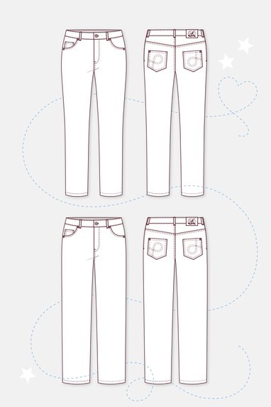 Papierschnittmuster Jeans kombipaket regular waist slim straight naehen