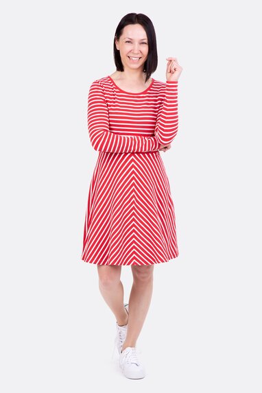 Schnittmuster Ella Classic Jerseykleid Streifen rot weiß DIY