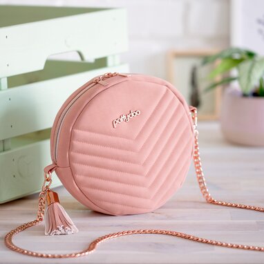 Schnittmuster Adora DIY Circle Bag Taschenkette kupfer Kunstleder rosa