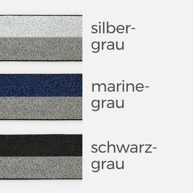 Gummiband Lurex 40mm Meterware, silber/grau, marine/grau, schwarz/grau